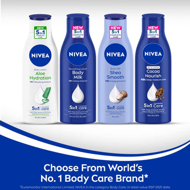 NIVEA Shea Smooth 200ml Body Lotion | 48 H Moisturization | With Deep Moisture Serum & Shea Butter | Non Greasy & Healthy Looking Skin |For Dry Skin